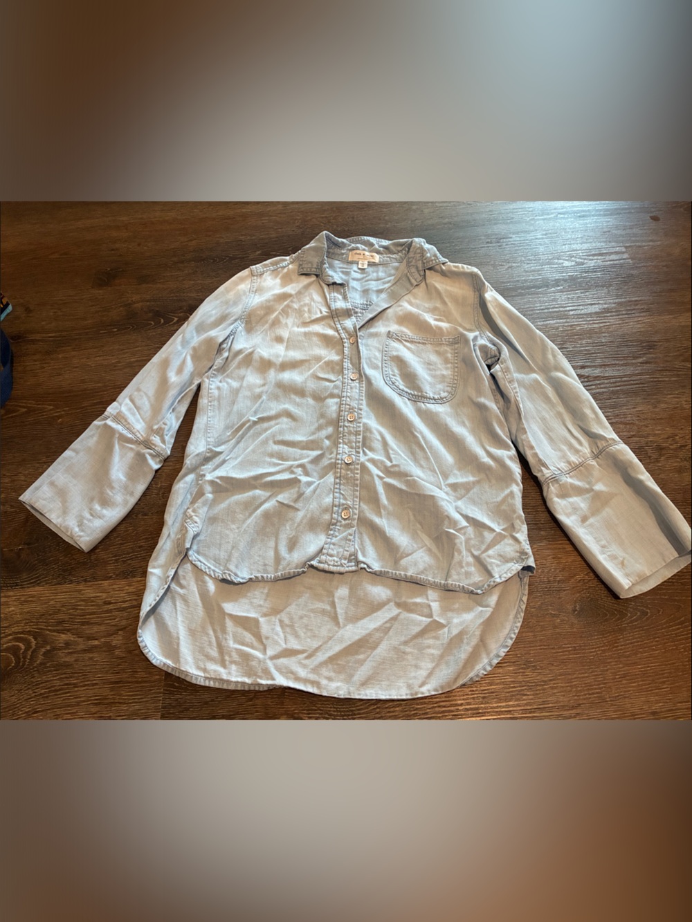 cloth & stone Light Blue Button-Front Denim Shirt Jacket
